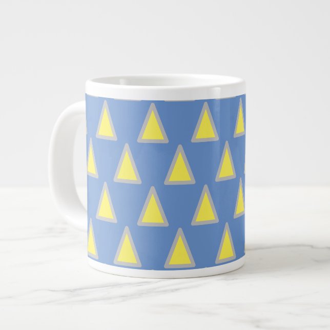 Caneca De Café Grande Arte de Padrão Retangular Geométrico Psicodélico (Frente Esquerda)