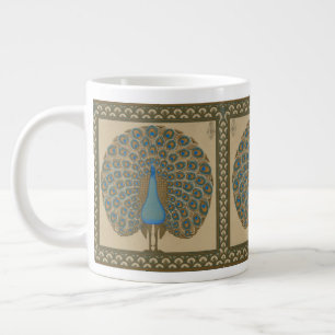 Caneca De Café Grande Arte de Pavão Azul Dourado Vintage de Walter Crane