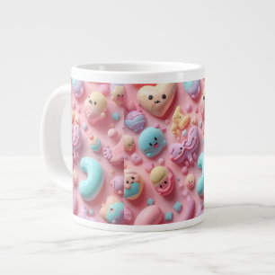 Caneca De Café Grande Arte de Personagem de Doce Pastel Kawaii