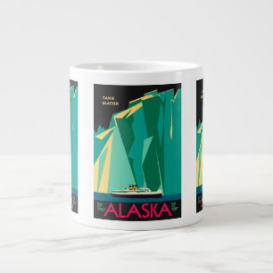 Caneca De Café Grande Arte de Poster de Viagem do Alasca Antigo, Geleira