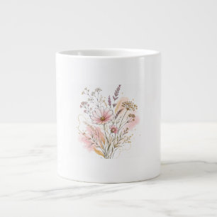 Caneca De Café Grande Arte de Presente de Aniversário de Flor Silvestre