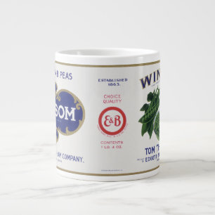 Caneca De Café Grande Arte de rótulo de lata de legumes vintage, Ervilha