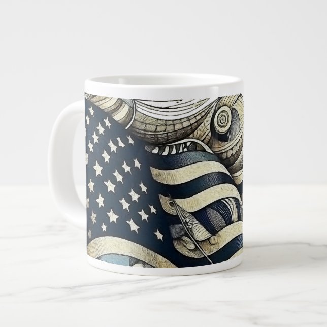 Caneca De Café Grande Arte de Sinalizador Americano (Frente Esquerda)