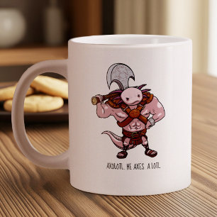 Caneca De Café Grande Arte de um Axolote com um Gladiador Guerreiro de M