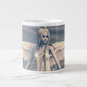 Caneca De Café Grande Arte do Arco-íris do Anjo Guardião Vintage