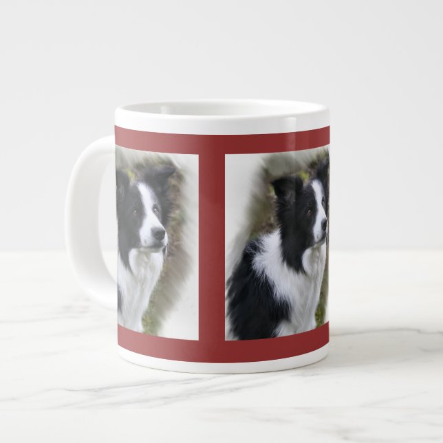 Caneca De Café Grande Arte do Border Collie (Frente Esquerda)