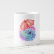 Arte em Aquarela de Guarda-Chuva Pastel Ondulações