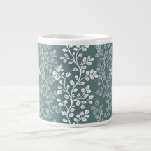 Arte Floral de Flores Caídas em Verde Azul Refinad
