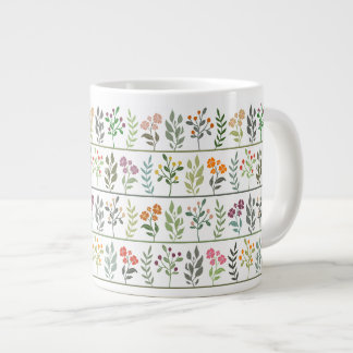 Caneca De Café Grande Arte Floral de Jardim Botânico Listrado Colorido