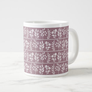 Caneca De Café Grande Arte Floral de Jardim de Rosa Empoeirada Botânica