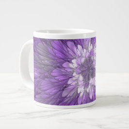Caneca De Café Grande Arte Fractal Abstrato de Flor Roxo Psicodélico