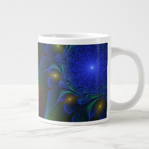 Caneca De Café Grande Arte Fractal Colorida Luminosa Abstrato Moderna