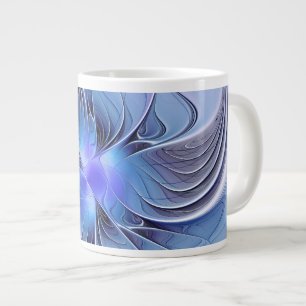 Caneca De Café Grande Arte fractal moderna abstrata azul lavanda