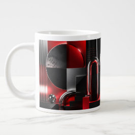 Caneca De Café Grande Arte Geométrico Abstrato Dinâmico Presente Vermelh