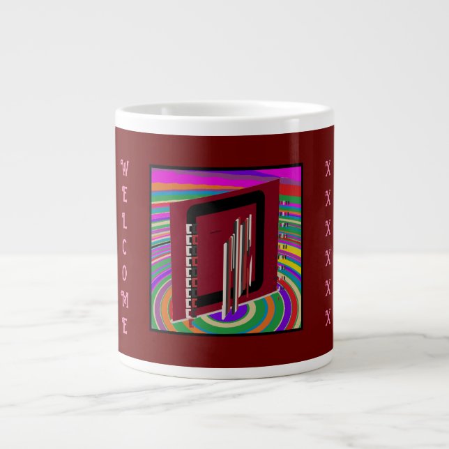 Caneca De Café Grande Arte hippy stripes calça ultra moderna (Frente)