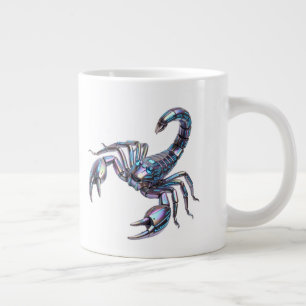 Caneca De Café Grande Arte Mecânica Escorpião Cibernético Iridescente