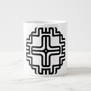 Caneca De Café Grande Arte Moderna Geométrica de Cruz em Linhas
