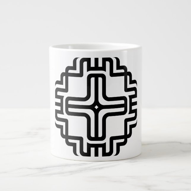Caneca De Café Grande Arte Moderna Geométrica de Cruz em Linhas (Frente)