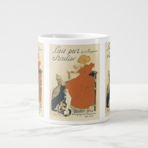 Caneca De Café Grande Arte Nova Vitoriana Antiga, Menina com Gatos de Le