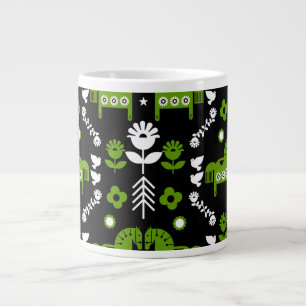 Caneca De Café Grande Arte popular sobre cavalos escandinavos