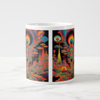 Caneca De Café Grande Arte Retro Psicodélico dos Anos 60 Vintage Alucina