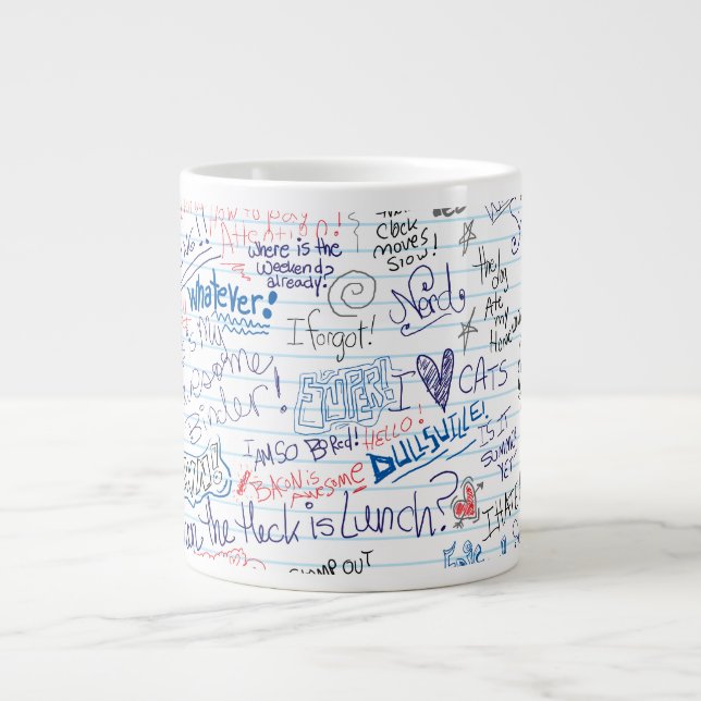 Caneca De Café Grande Arte Totalmente Divertida - Dodles da Escola (Frente)