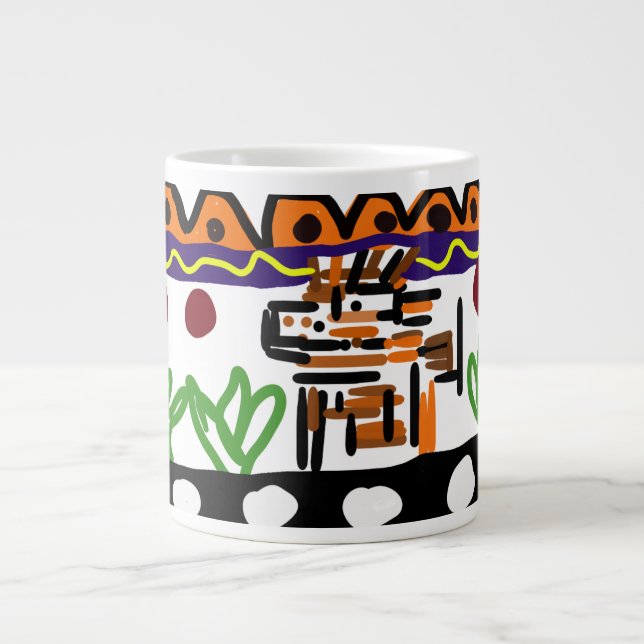 Caneca De Café Grande Arte traseira de leão (Frente)