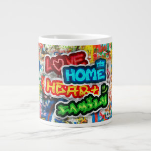 Caneca De Café Grande Arte Urbana Colorida Funky Graffiti Amor Casa Cora