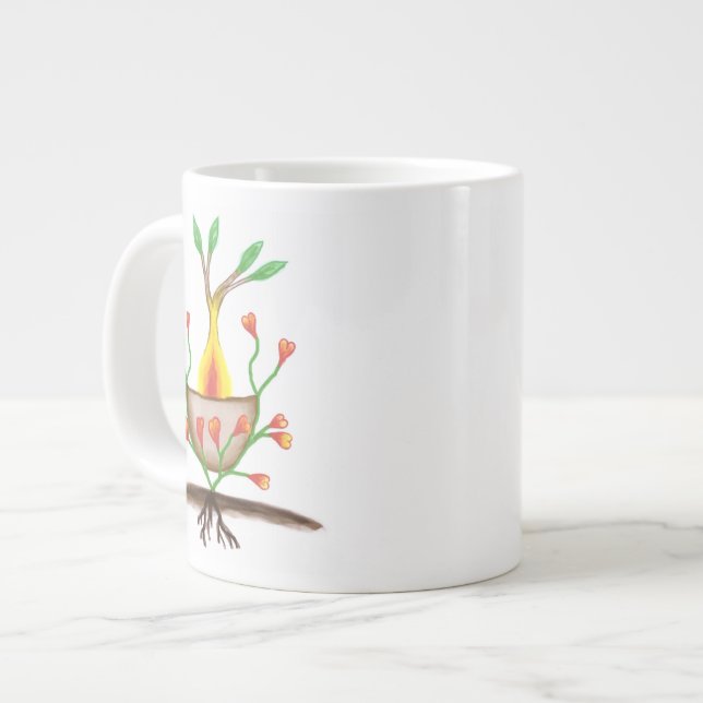 Caneca De Café Grande Arte Vegetal Infantil (Frente Esquerda)
