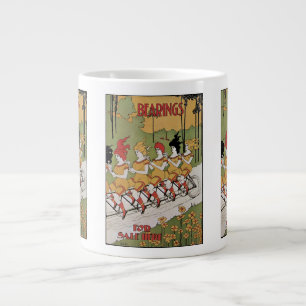 Caneca De Café Grande Arte Vintage Art Nouveau, Bicicleta Tandem de Rola