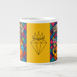 Caneca De Café Grande artista de diamante felino refinado