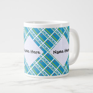 Caneca De Café Grande Aruba e Bandeira de Aruba Personalizadas em Mosaic