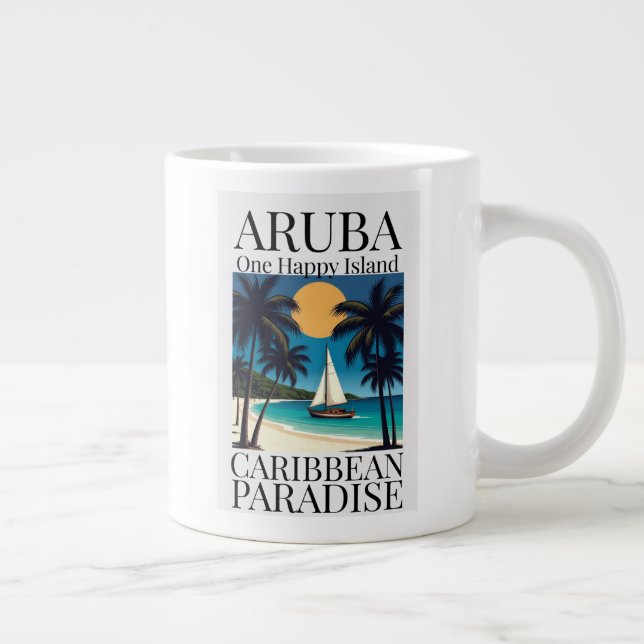 Caneca De Café Grande Aruba Uma Ilha Feliz (Direita)