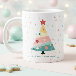 Caneca De Café Grande Árvore de Natal da Bolinhas de Pastel Whimsical