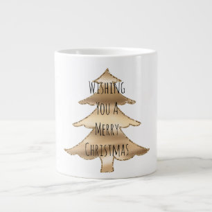 Caneca De Café Grande Árvore de Natal Dourada