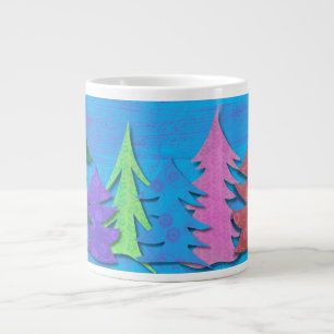 Caneca De Café Grande Árvore de Natal Floresta Colorida