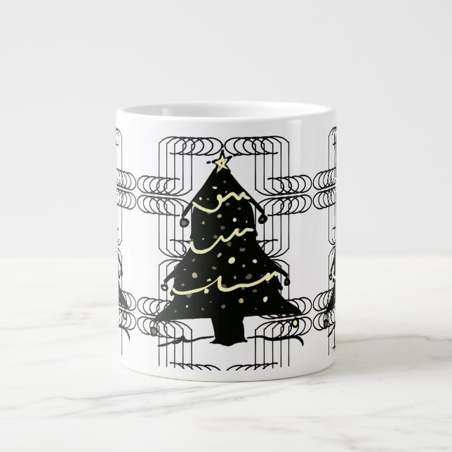 Caneca De Café Grande Árvore de Natal Moderna Chic Novela Incomum (Frente)