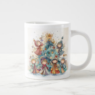 Caneca De Café Grande Árvore de Natal Vintage Storybook