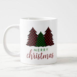 Caneca De Café Grande Árvore de Natal Xadrez Feliz Natal