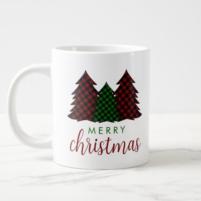 Caneca De Café Grande Árvore de Natal Xadrez Feliz Natal (Esquerda)