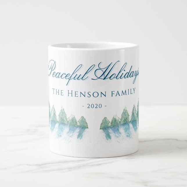 Caneca De Café Grande Árvore Florestal de inverno pacífica Natal (Frente)