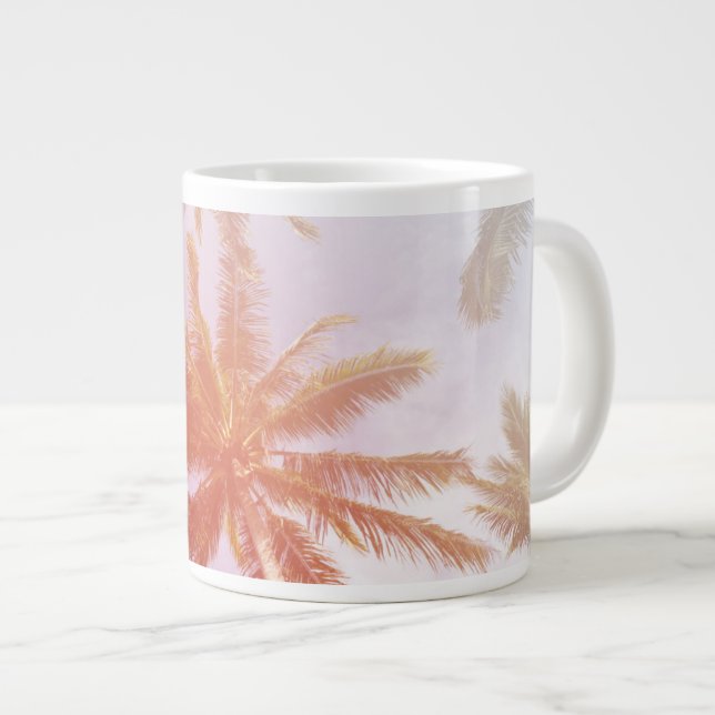 Caneca De Café Grande Árvore Palm de Coco com Luz do Sol (Frente Esquerda)