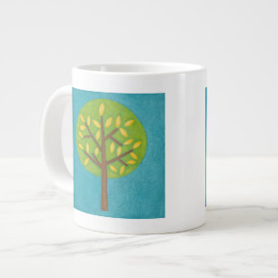 Caneca De Café Grande Árvore verde com folhas amarelas por Chariklia Za