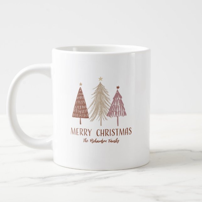 Caneca De Café Grande Árvores de Natal Árvores de Neve Férias Elegantes  (Esquerda)