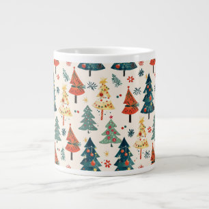 Caneca De Café Grande Árvores de Natal Coloridas Sem Costura