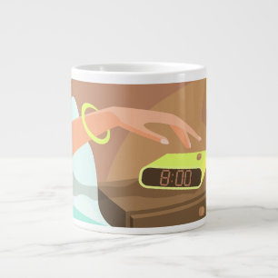 Caneca De Café Grande As garotas apertam o botão de snooze do despertado