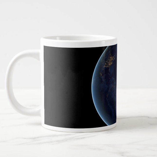 Caneca De Café Grande As Luzes da Terra à Noite (Esquerda)