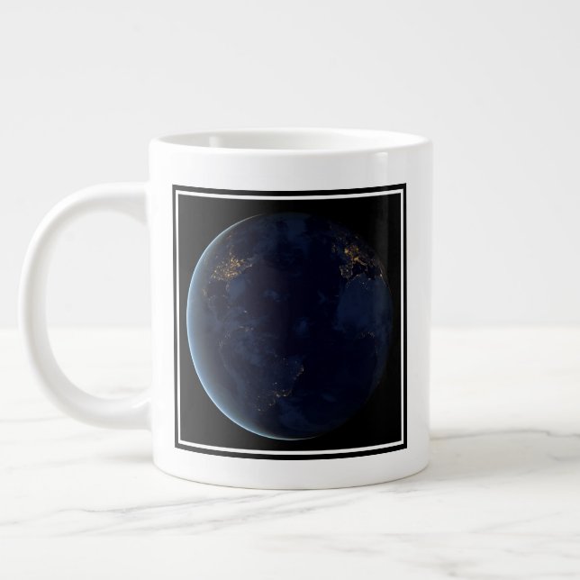Caneca De Café Grande As Luzes da Terra à Noite (Esquerda)