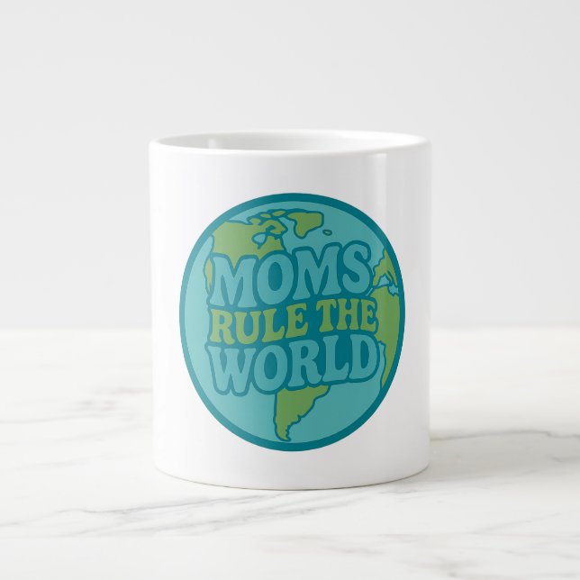 Caneca De Café Grande As Mães Regem o Mundo Groovy Globe (Frente)
