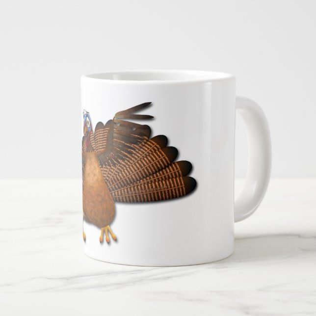 Caneca De Café Grande Asas de peru de SlipperyJoe de Ação de Graças colo (Frente Esquerda)